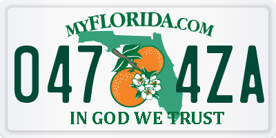FL license plate 0474ZA