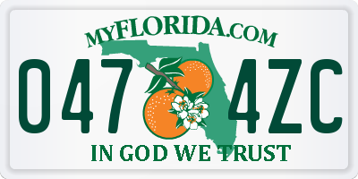 FL license plate 0474ZC