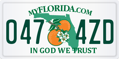 FL license plate 0474ZD