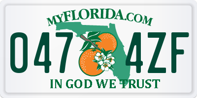FL license plate 0474ZF