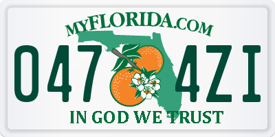 FL license plate 0474ZI