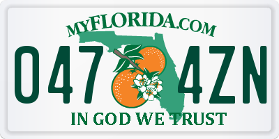 FL license plate 0474ZN