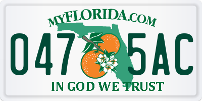 FL license plate 0475AC
