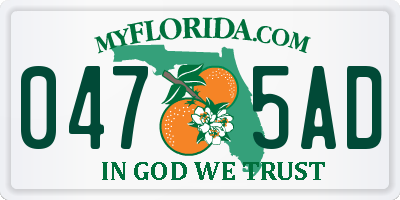FL license plate 0475AD