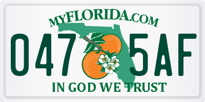 FL license plate 0475AF