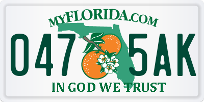 FL license plate 0475AK
