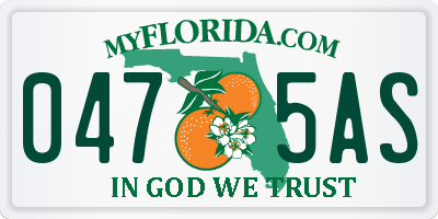 FL license plate 0475AS