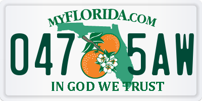 FL license plate 0475AW