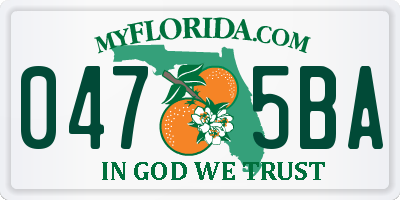 FL license plate 0475BA