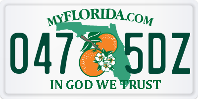 FL license plate 0475DZ