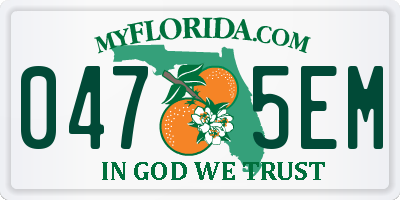 FL license plate 0475EM