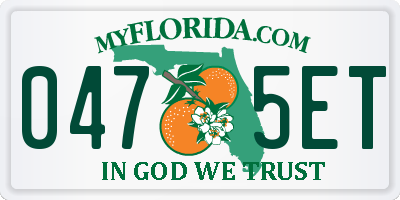 FL license plate 0475ET