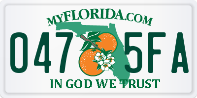 FL license plate 0475FA