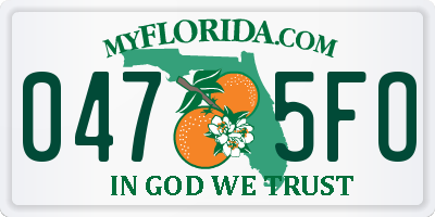 FL license plate 0475FO