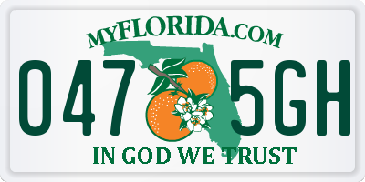 FL license plate 0475GH