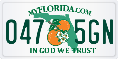 FL license plate 0475GN