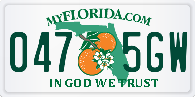 FL license plate 0475GW
