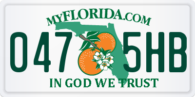 FL license plate 0475HB