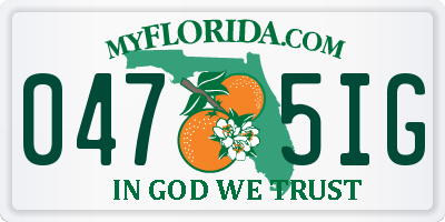 FL license plate 0475IG