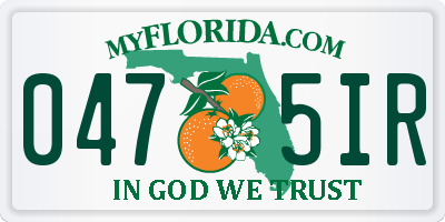 FL license plate 0475IR