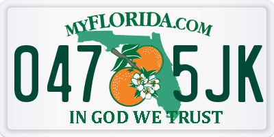 FL license plate 0475JK