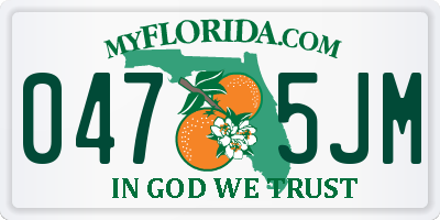 FL license plate 0475JM