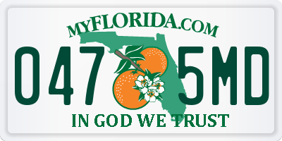 FL license plate 0475MD