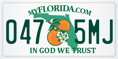 FL license plate 0475MJ