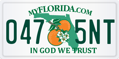 FL license plate 0475NT