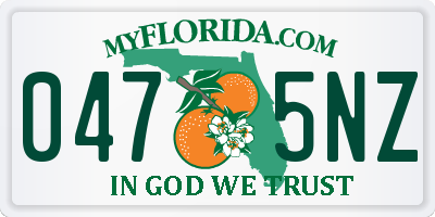 FL license plate 0475NZ