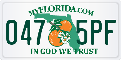 FL license plate 0475PF