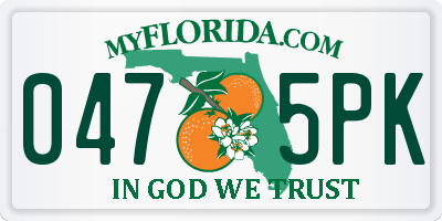 FL license plate 0475PK