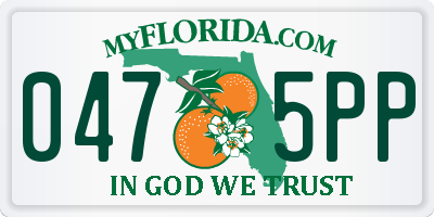 FL license plate 0475PP