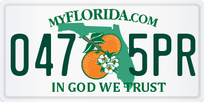 FL license plate 0475PR