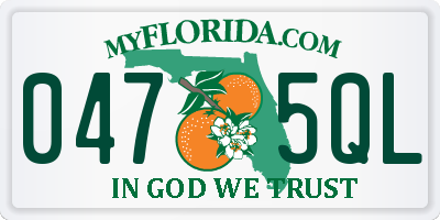 FL license plate 0475QL
