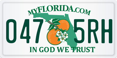 FL license plate 0475RH
