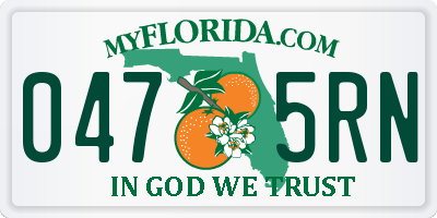 FL license plate 0475RN