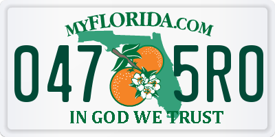 FL license plate 0475RO