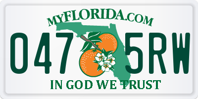 FL license plate 0475RW