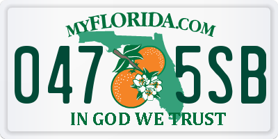 FL license plate 0475SB