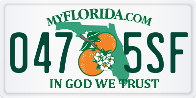 FL license plate 0475SF