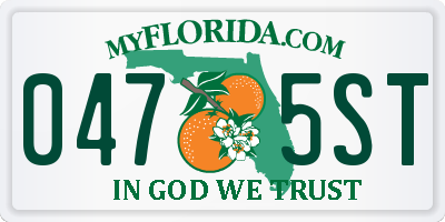 FL license plate 0475ST