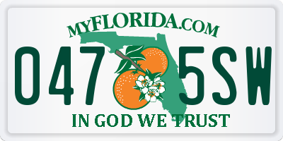 FL license plate 0475SW