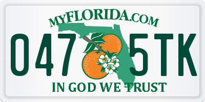 FL license plate 0475TK