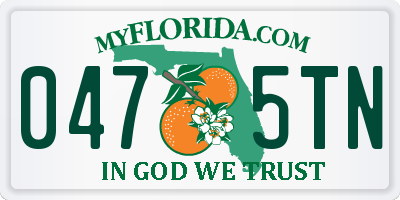 FL license plate 0475TN