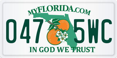 FL license plate 0475WC