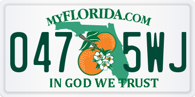 FL license plate 0475WJ