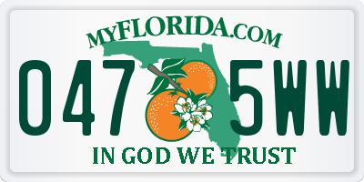 FL license plate 0475WW