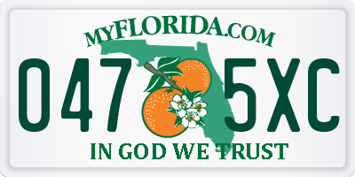 FL license plate 0475XC