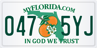 FL license plate 0475YJ